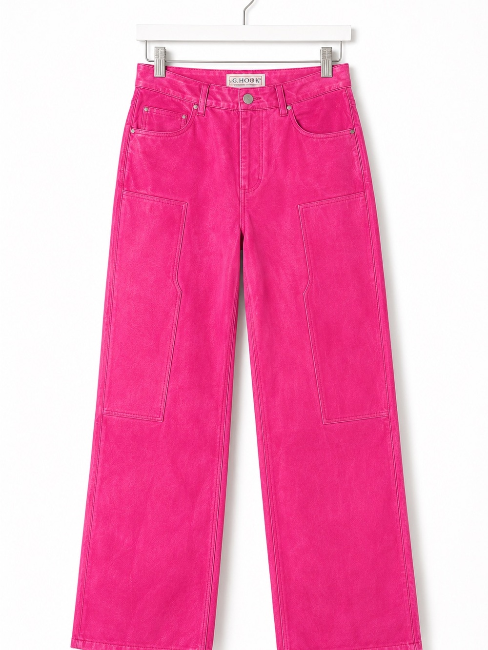 J G Hook NWT Hot Pink Genuine Leather Wide Leg Pants Size 12 Y2K